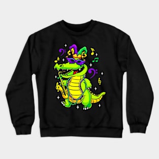 Cute Mardi Gras Alligator for Kids or Adults Crewneck Sweatshirt